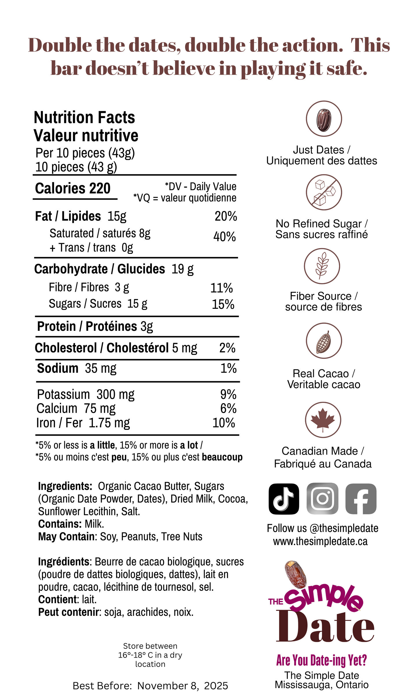 Healthy organic Naturally Date Sweetened chocolate sweetened with fruit No Sugar Added chocolate no refined sugar date sugar low sugar chocolate near me High Fiber dates chocolate dark chocolate gut friendly clean ingredients