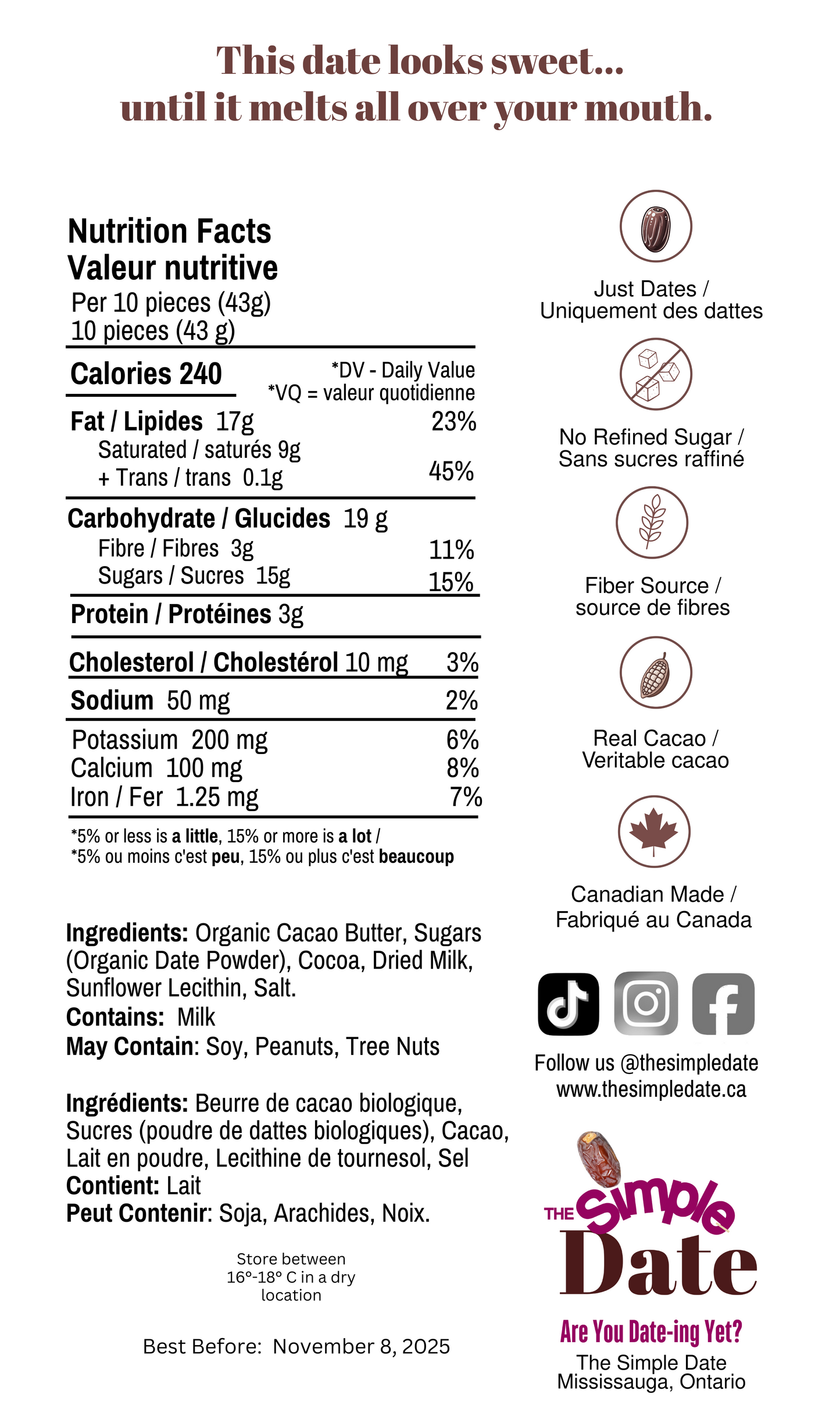Healthy organic Naturally Date Sweetened chocolate sweetened with fruit milk chocolate No Sugar Added chocolate no refined sugar date sugar low sugar chocolate near me High Fiber dates chocolate dark chocolate gut friendly microbiome chocolate clean ingredients